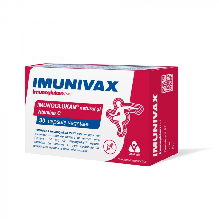 Imunivax ImunogluKan P4H® 30 x Capsule - Imunoglukan si vitamina C - supliment alimentar care sustine sistemul imunitar