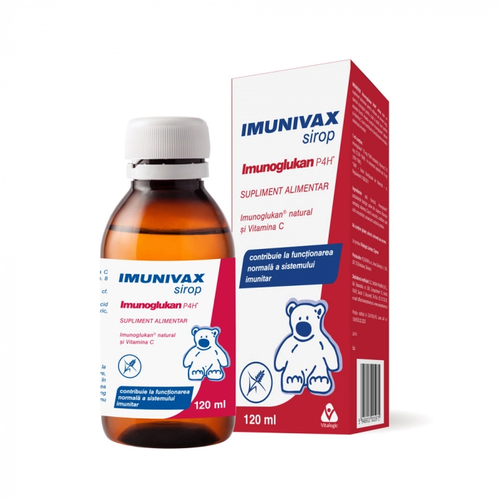 Imunivax sirop Imunoglukan P4H® - supliment alimentar cu vitamina C, sirop 120 ml - sustine sistemul imunitar