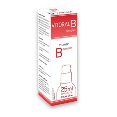 Complex vitamina B - Vitoral B Complex - Spray Oral pentru Adulți conține un complex de vitamine B funcționarea normală a organismului