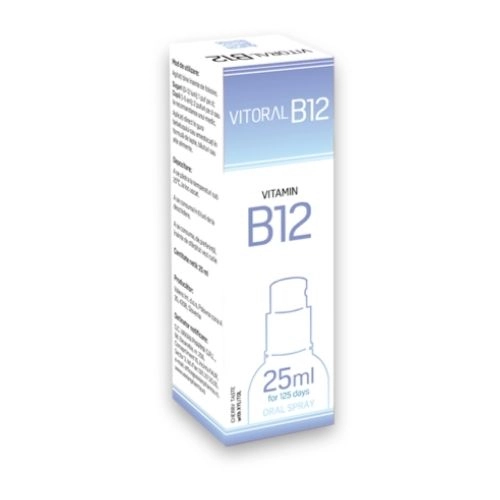 Vitamina B12 - Vitoral B12 - spray oral - Supliment alimentar ce contine Vitamina B12, care contribuie la functionarea normala a organismului.